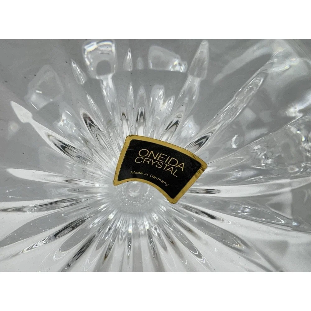 Oneida Crystal Pedestal Candle Holders German Made 5.5